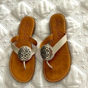 Brighton leather sandals with silver medallion, size 8